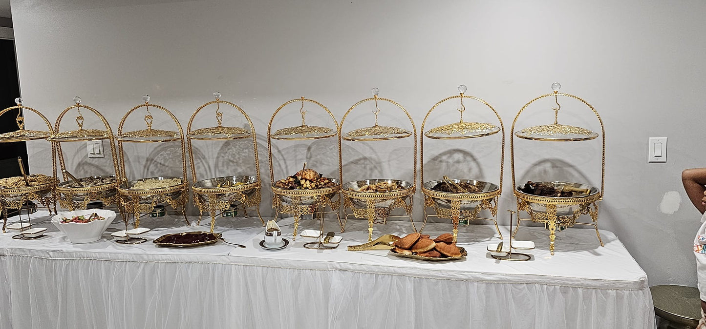 Gold Chafing Dish Buffet Servers, with Hanging Cover for Weddings, Parties, Banquets, and Catering Events