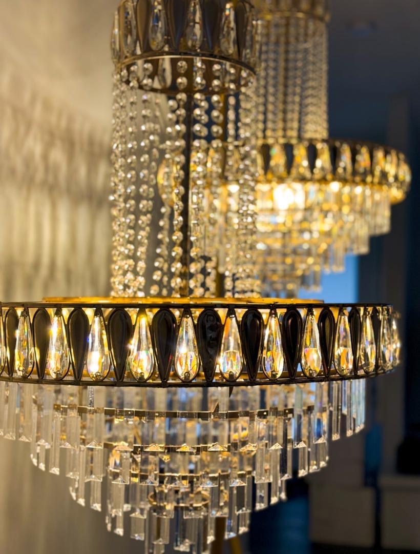Gold Crystal Chandelier, Golden Luxury Chandelier for Event