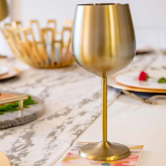 Stainless Steel Matte Gold Wine Glasses