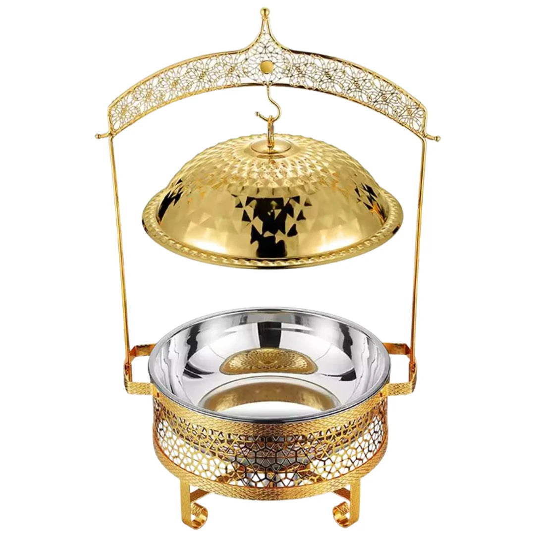 Gold Chafing Dish Buffet Servers, with Hanging Cover for Weddings, Parties, Banquets, and Catering Events
