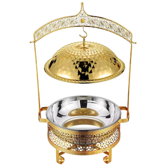 Gold Chafing Dish Buffet Servers, with Hanging Cover for Weddings, Parties, Banquets, and Catering Events