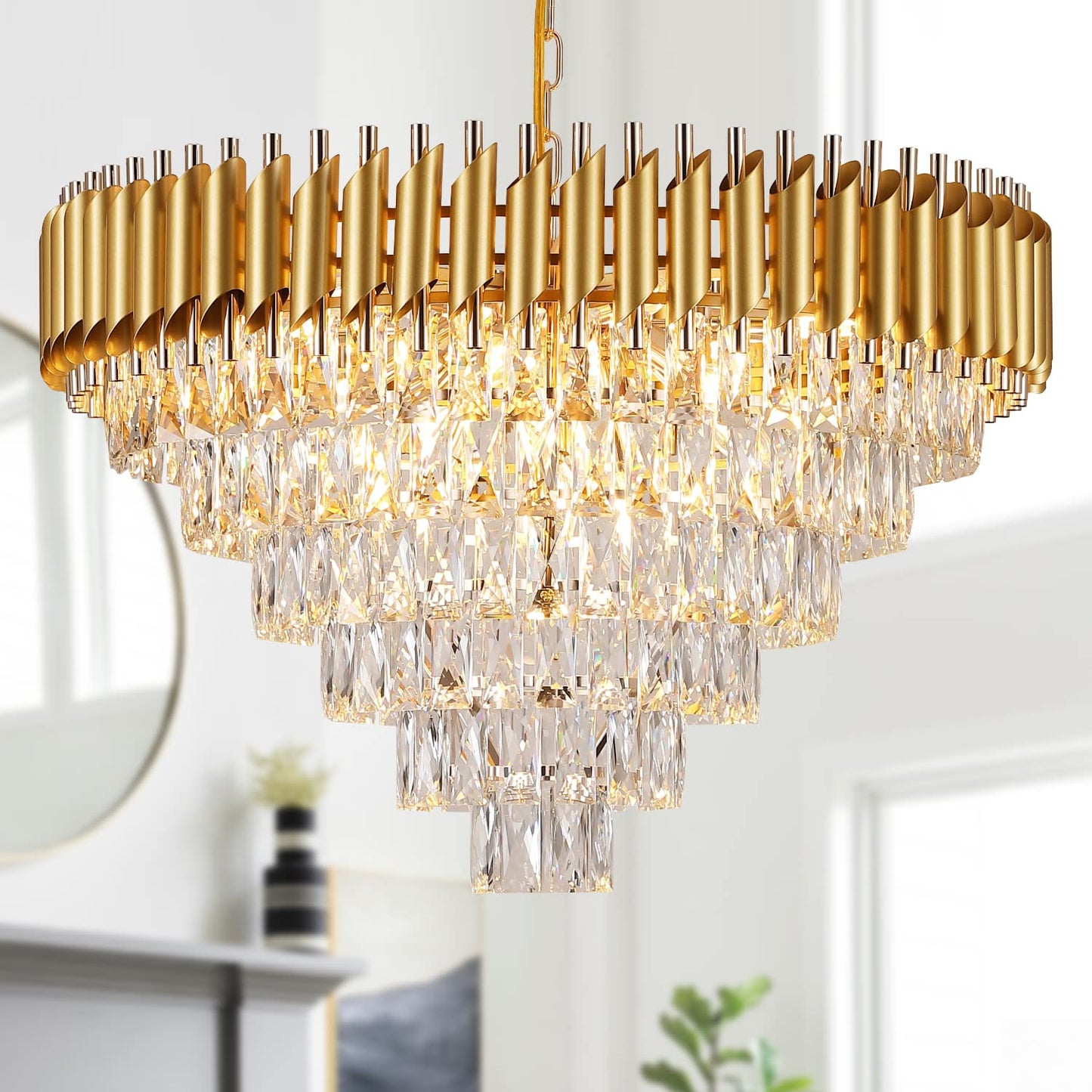 Gold Crystal Chandelier, Golden Luxury Chandelier for Event