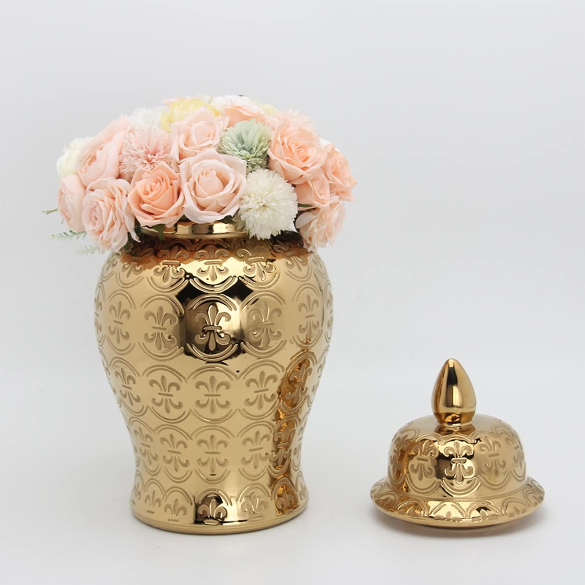 Terry's Gold Ceramic Storage Jar, Decorative Vase, Ginger Jar