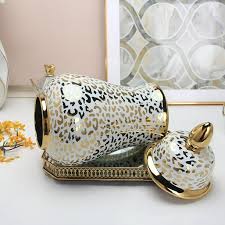 Terry's Gold Leopard Print Ginger Jar