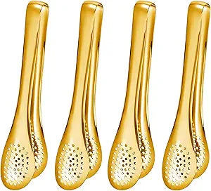 Gold Stainless Serving Tongs for Buffet Dessert Party Kitchen Catering