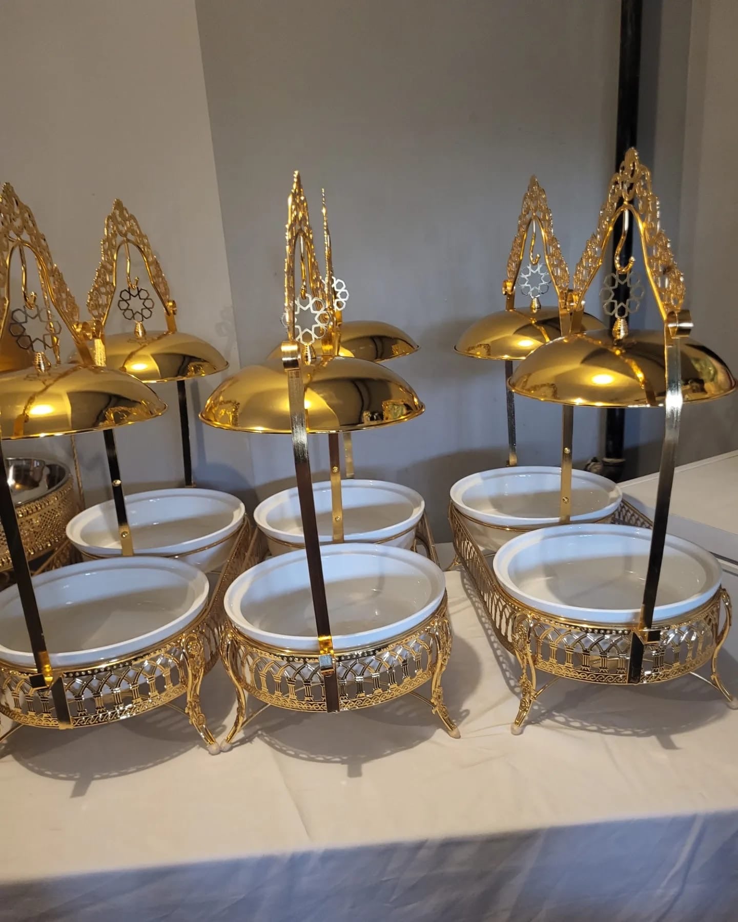 Gold Chafing Dish Buffet Servers, with Hanging Cover for Weddings, Parties, Banquets, and Catering Events