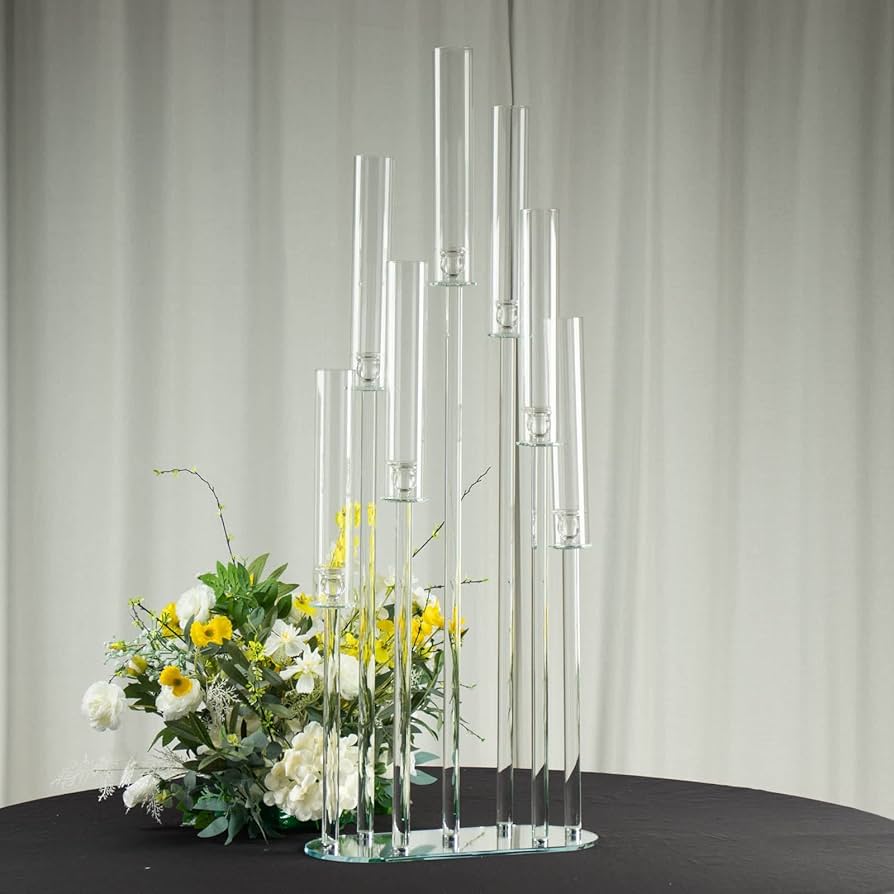 Clear Crystal 8-Arm Cluster Wedding Aisle Candlestick